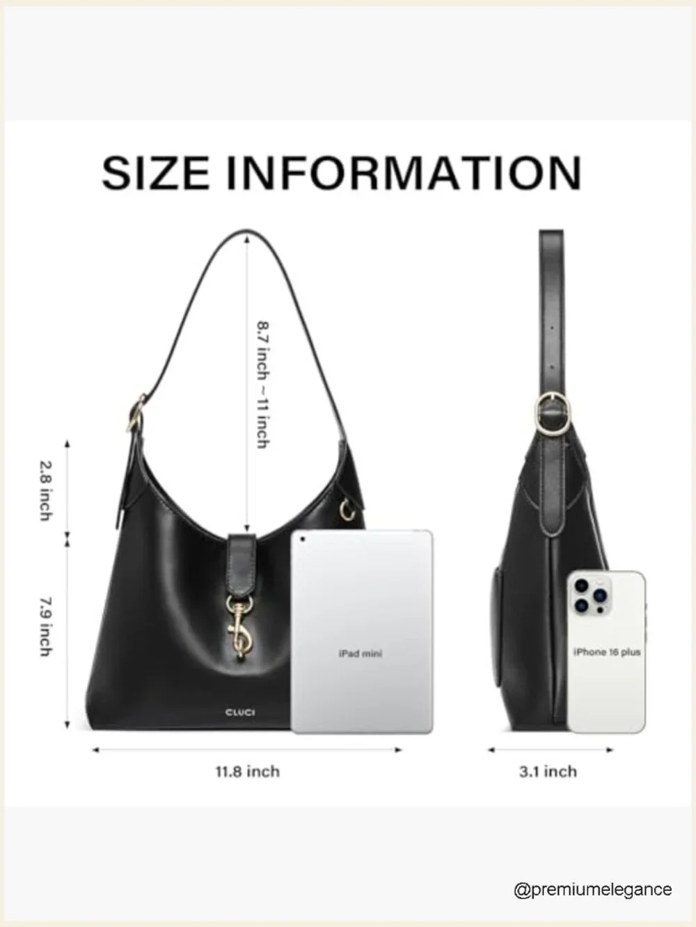 Soft Vegan Leather Hobo Bag with Adjustable Strap Lightweight Shoulder Purse